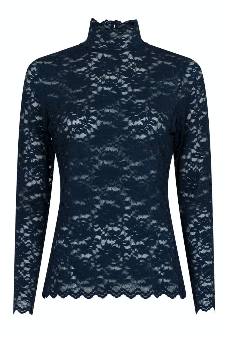 Neo Noir - Bluse - Liza Laceflower Blouse - Navy