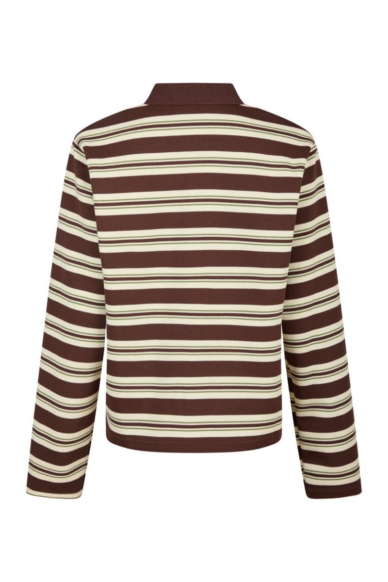 Neo Noir - Bluse - Mala Stripe Polo Blouse - Brown