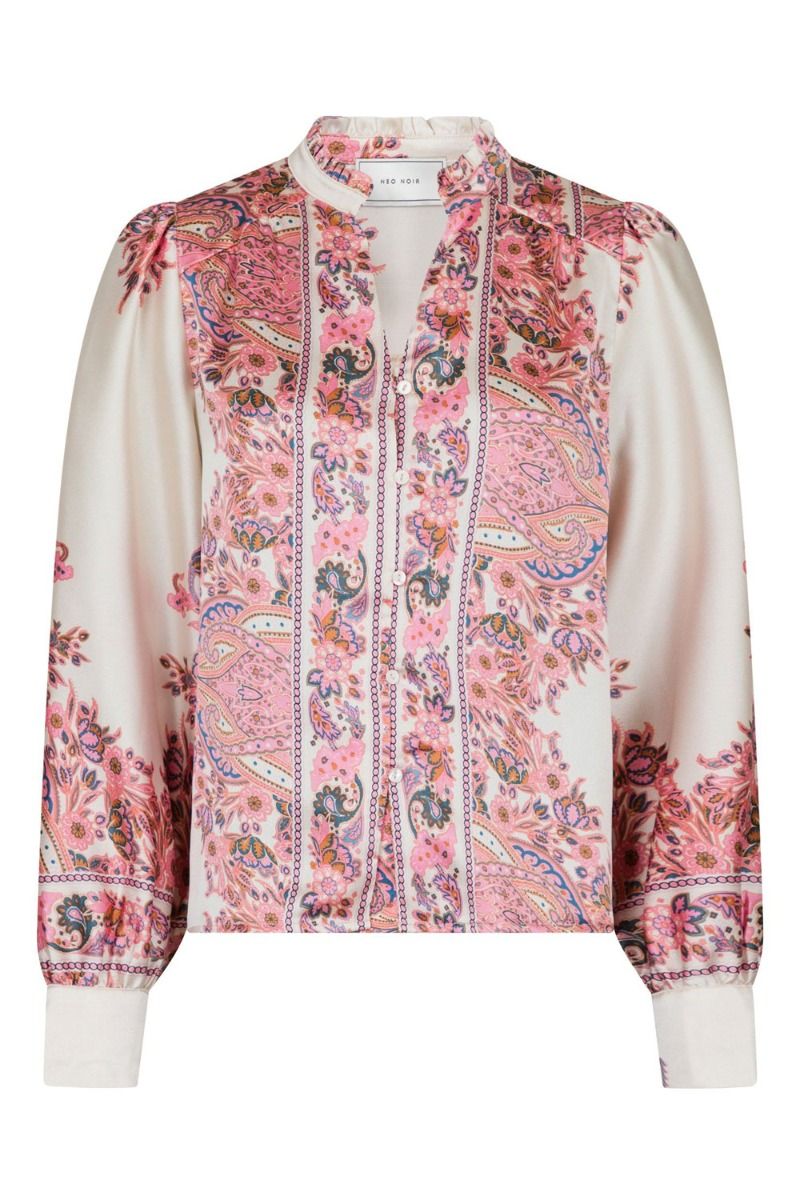 Neo Noir - Skjorte - Massima Paisley Border Blouse - Light Pink