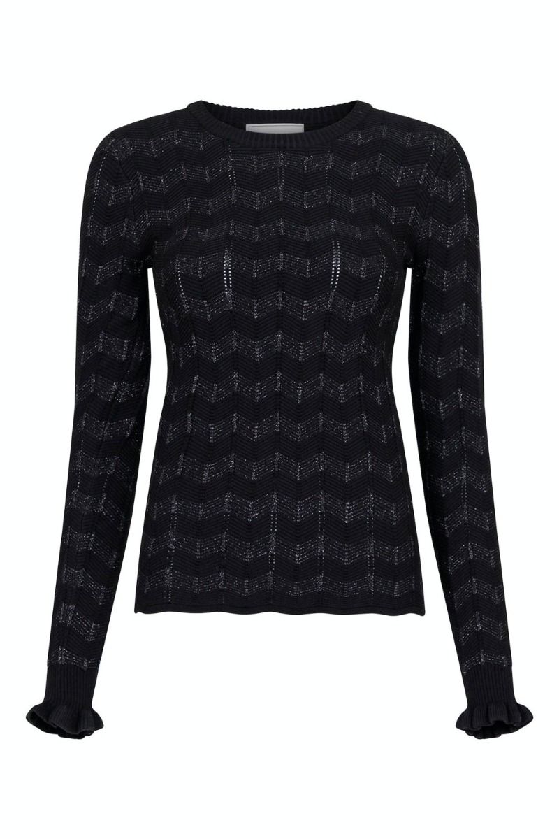 Neo Noir - Bluse - Nelle Glitter Knit Blouse - Black