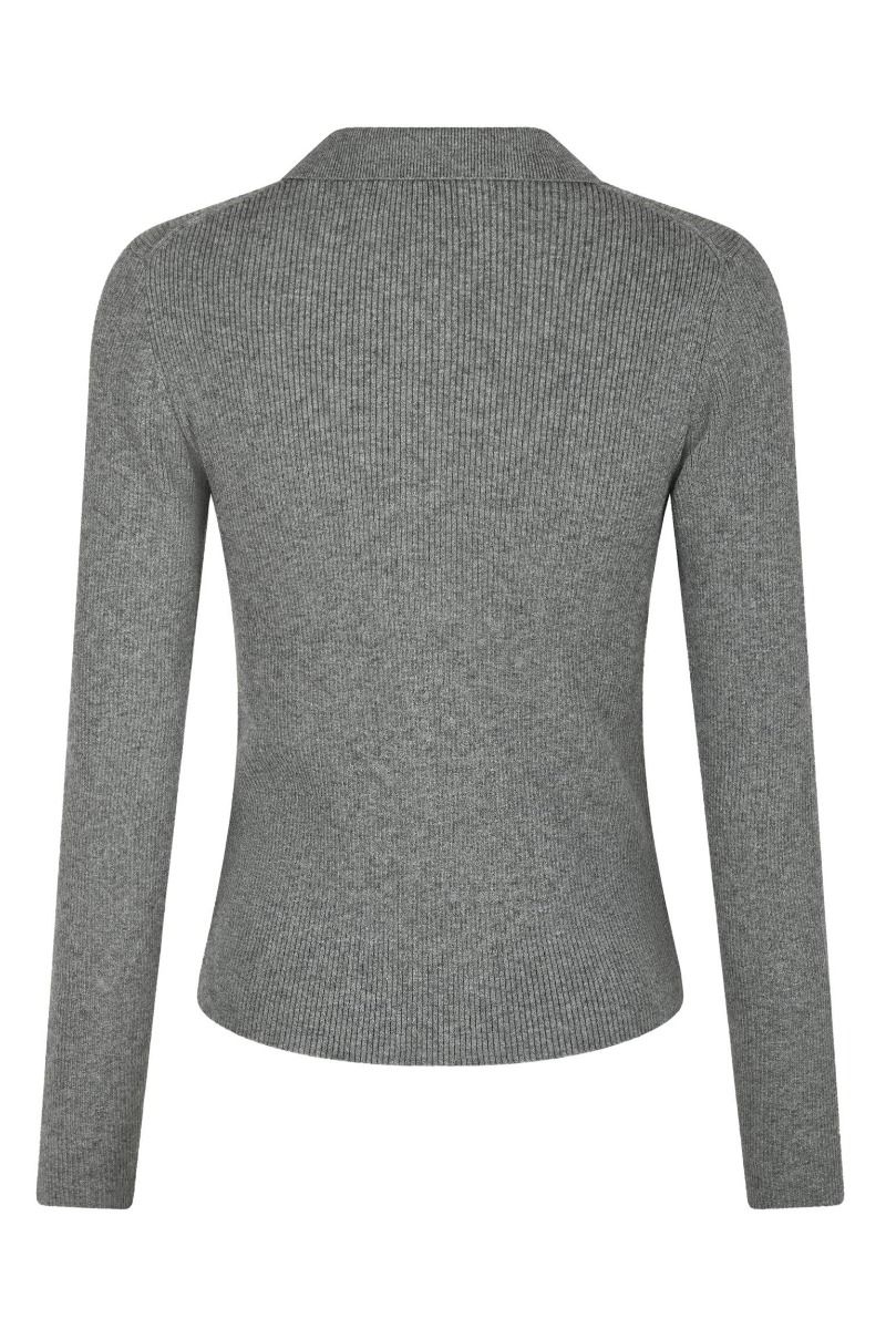 Neo Noir - Bluse - Panama Knit Blouse - Dark Grey Melange