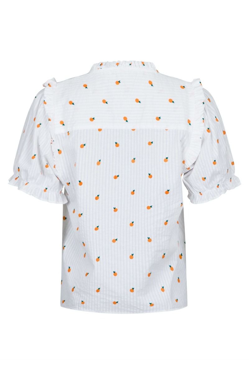 Neo Noir - Bluse - Rosalie Orange Tee - White