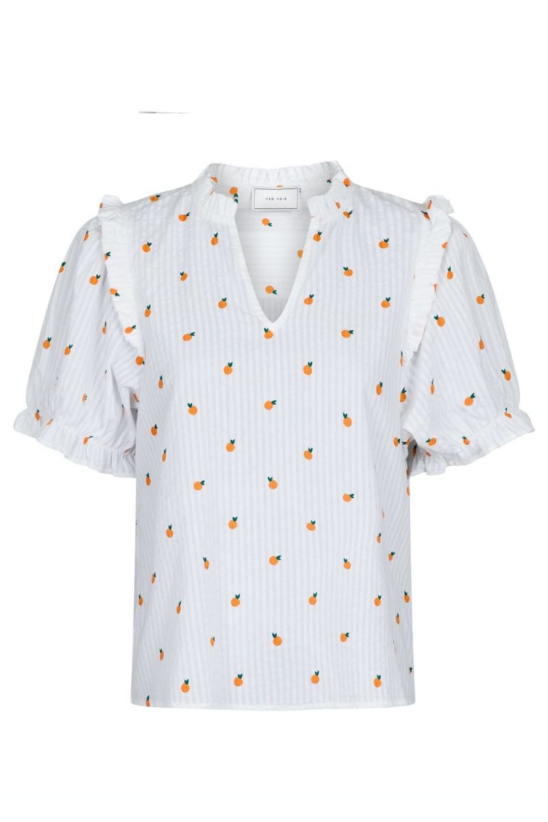 Neo Noir - Bluse - Rosalie Orange Tee - White