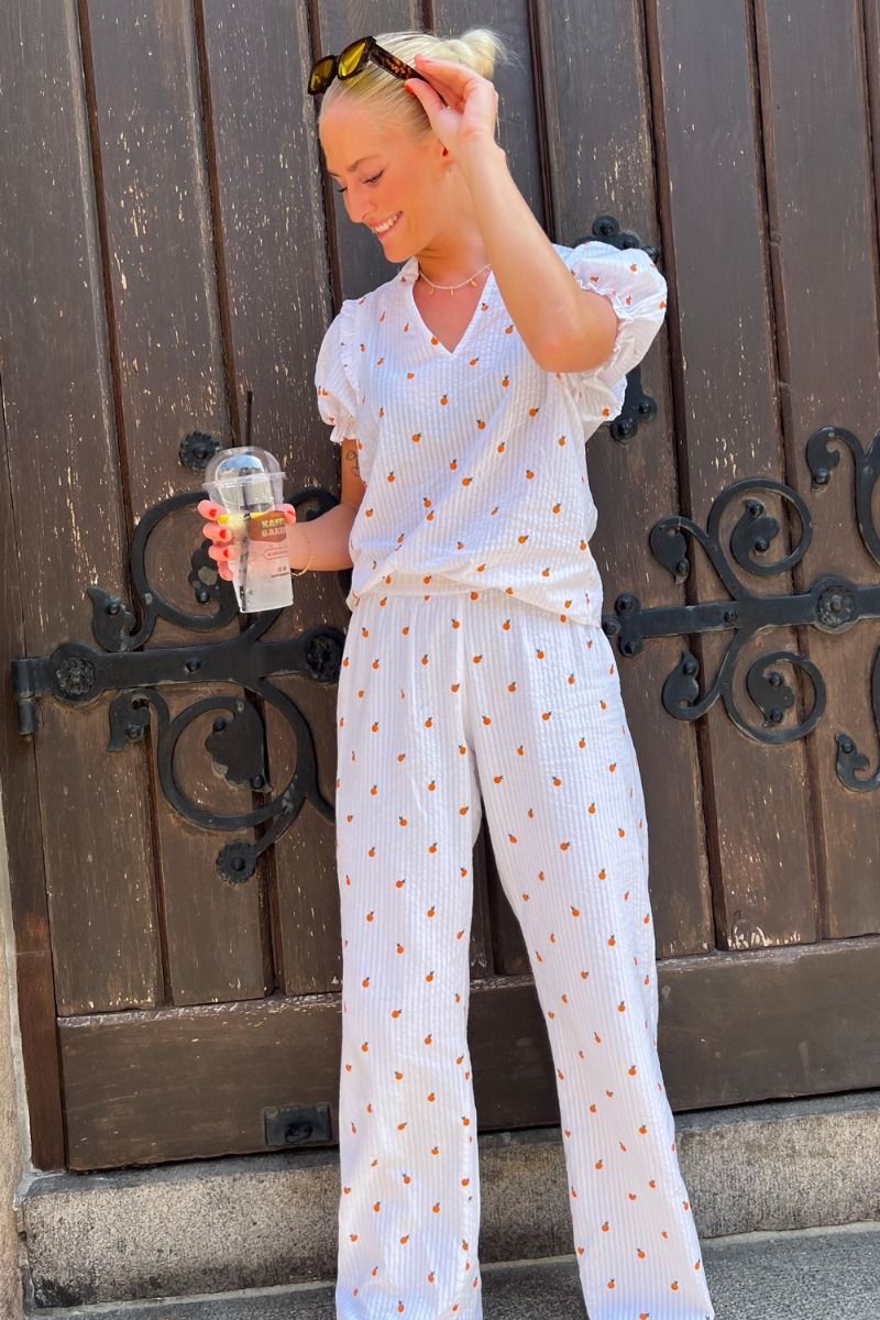 Neo Noir - Bluse - Rosalie Orange Tee - White