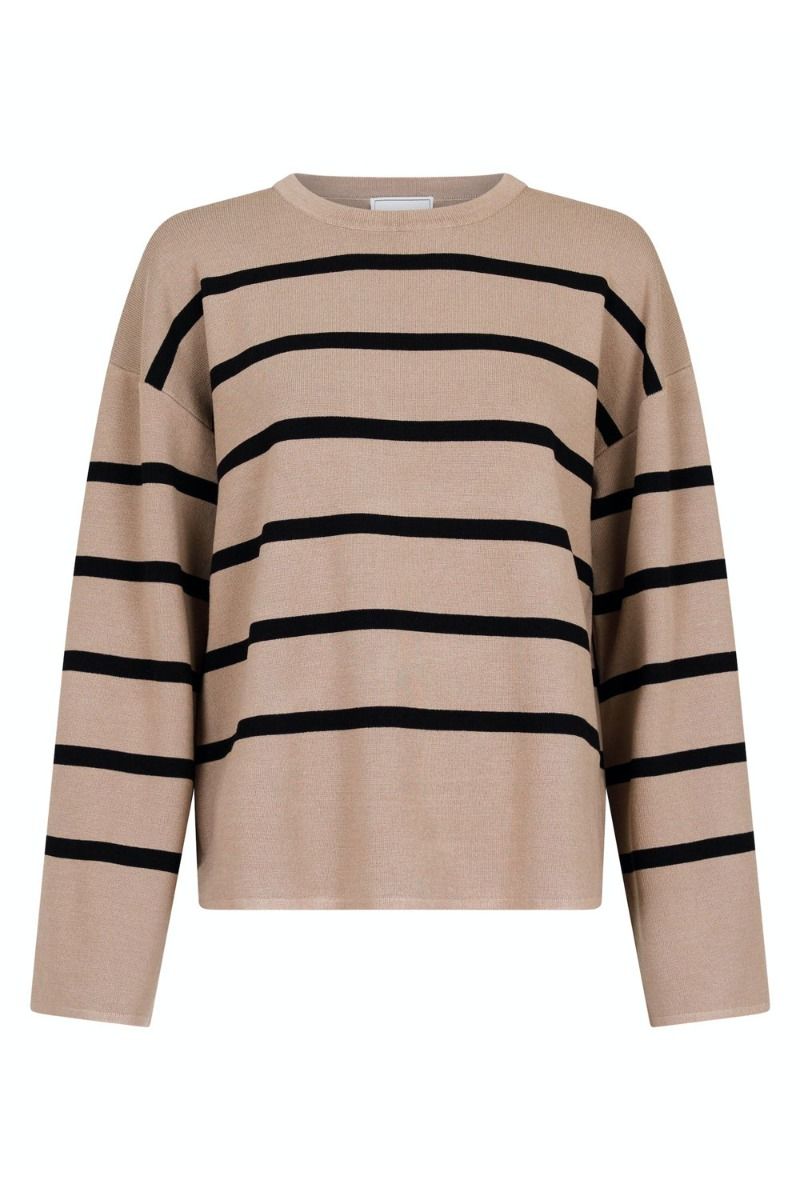 Neo Noir - Bluse - Shana Stripe Knit Blouse - Khaki