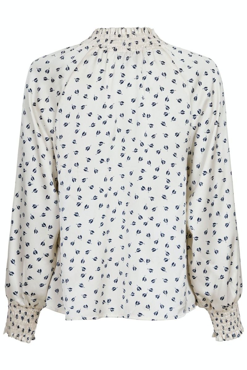 Neo Noir - Bluse - Stone Drapy Flower Blouse - Off White