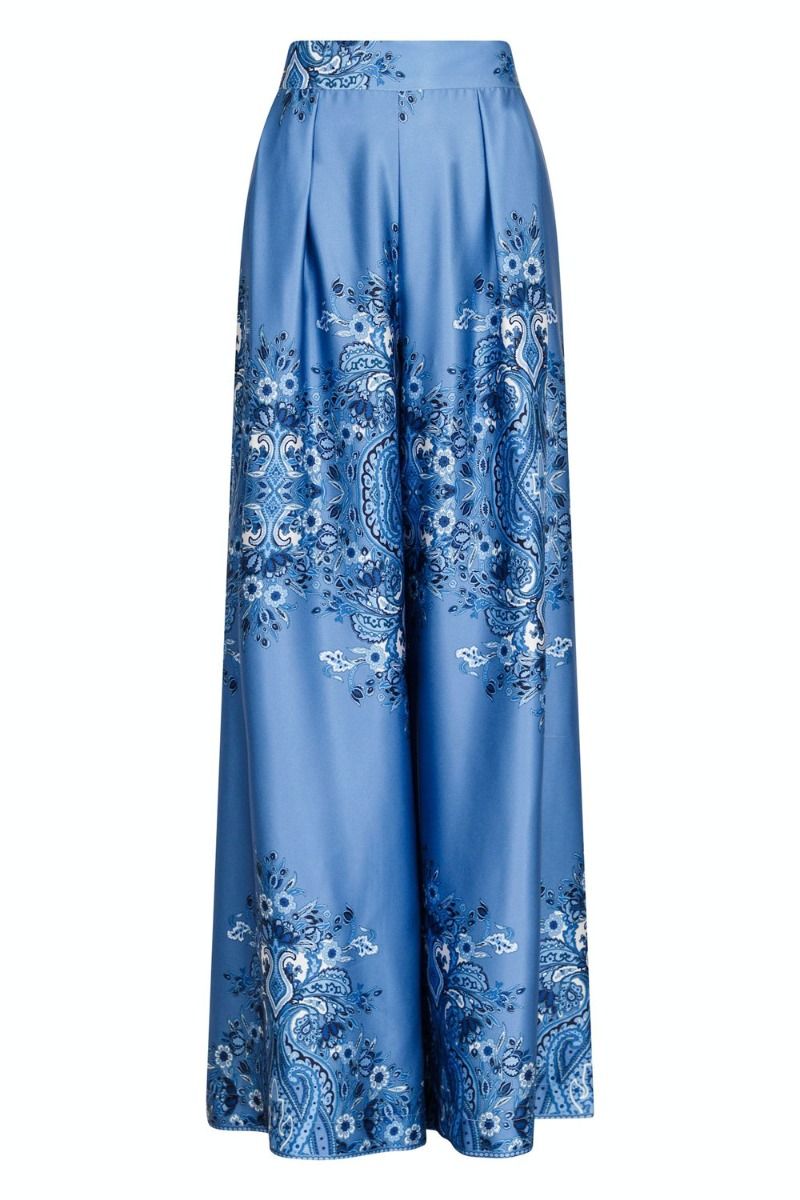 Neo Noir - Bukser - Mana Paisley Border Pants - Dusty Blue