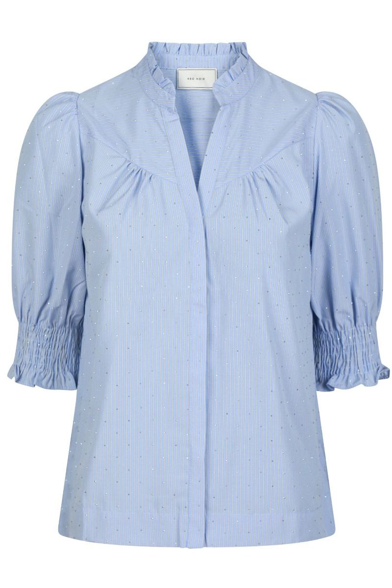 Neo Noir - Bluse - Diana B Stripe Stone Blouse - Light Blue