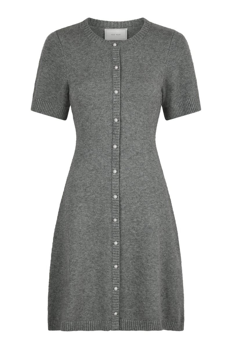 Neo Noir - Kjole - Elise Knit Dress - Dark Grey Melange