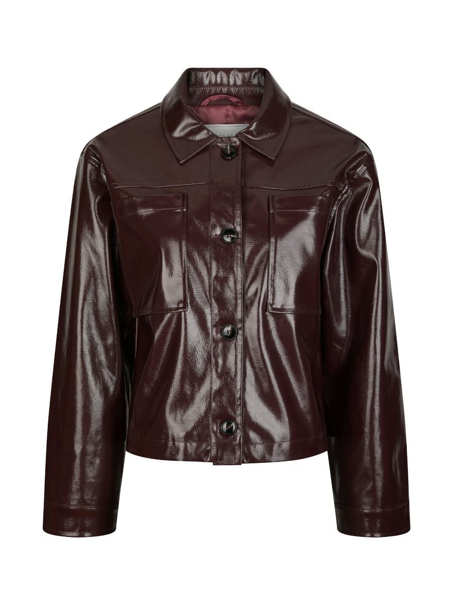 Neo Noir - Jakke - Emilia Patent Jacket - Burgundy