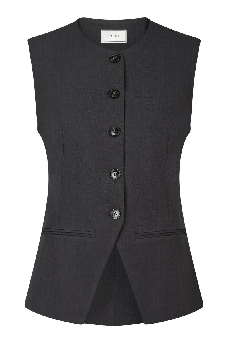 Neo Noir - Vest - Fabia Structure Waistcoat - Dark Grey