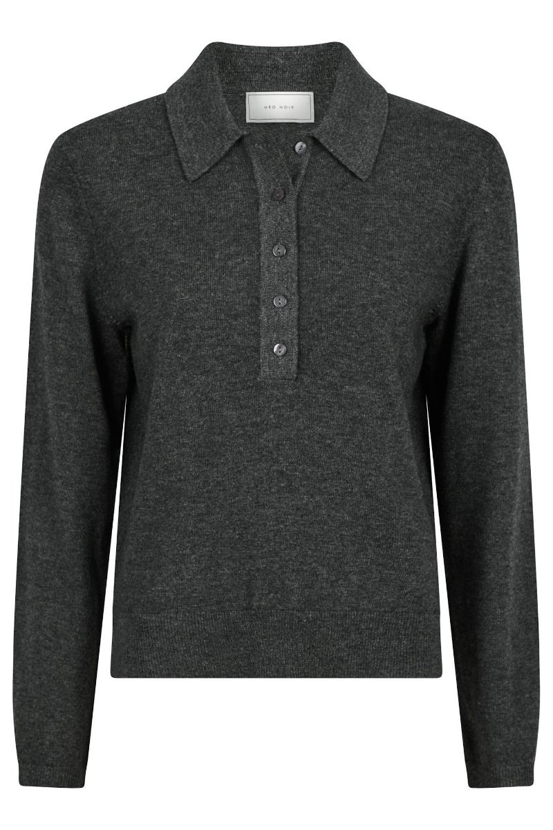 Neo Noir - Blouse - Genea Knit Polo Blouse - Antracit
