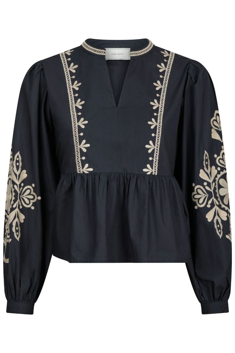 Neo Noir - Bluse - Ginia Emb Blouse - Navy