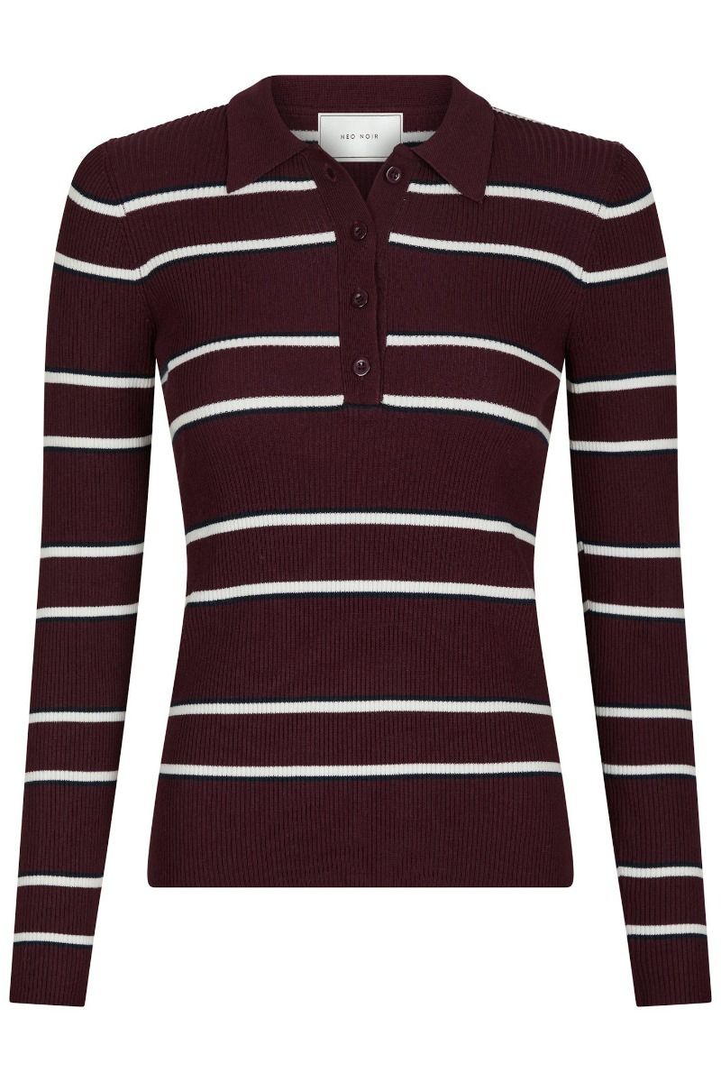 Neo Noir - Bluse - Jillan Polo Knit Blouse - Wine
