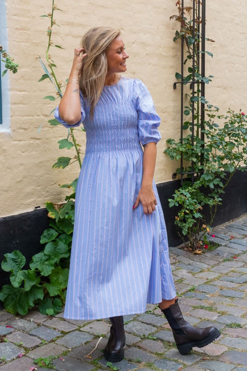 Neo Noir - Kjole - Aries Stripe Dress - Light Blue