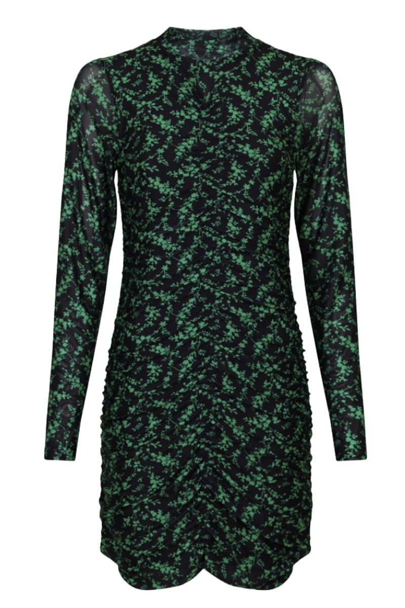 Neo Noir - Kjole - Bellia Flower Grid Dress - Green