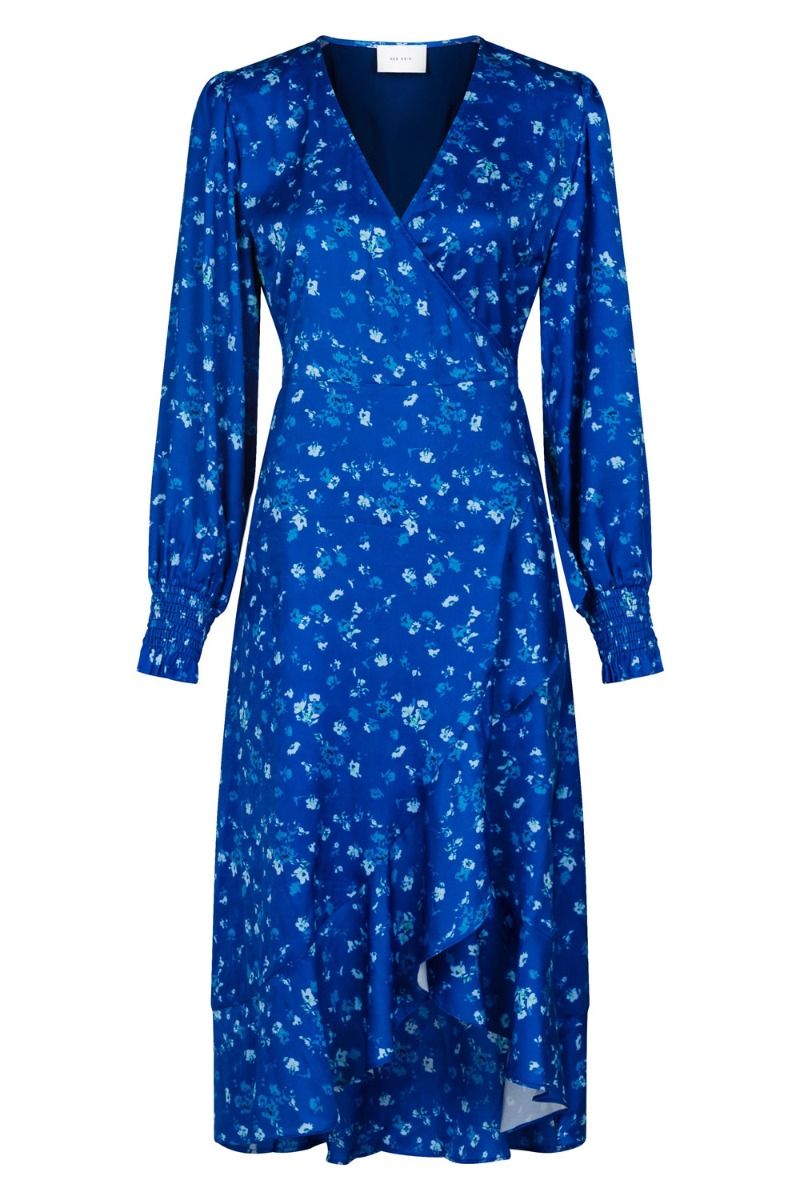 Neo Noir - Kjole - Eva Floral Satin Dress - Blue