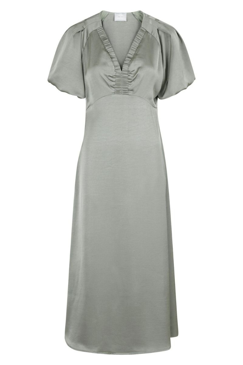 Neo Noir - Kjole - Illana Heavy Sateen Dress - Smoke Green
