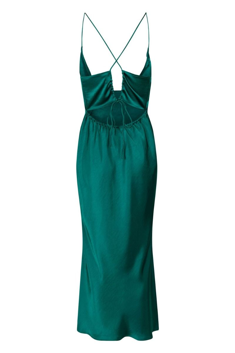 Neo Noir - Kjole - Jolly Heavy Sateen Dress - Dark Green