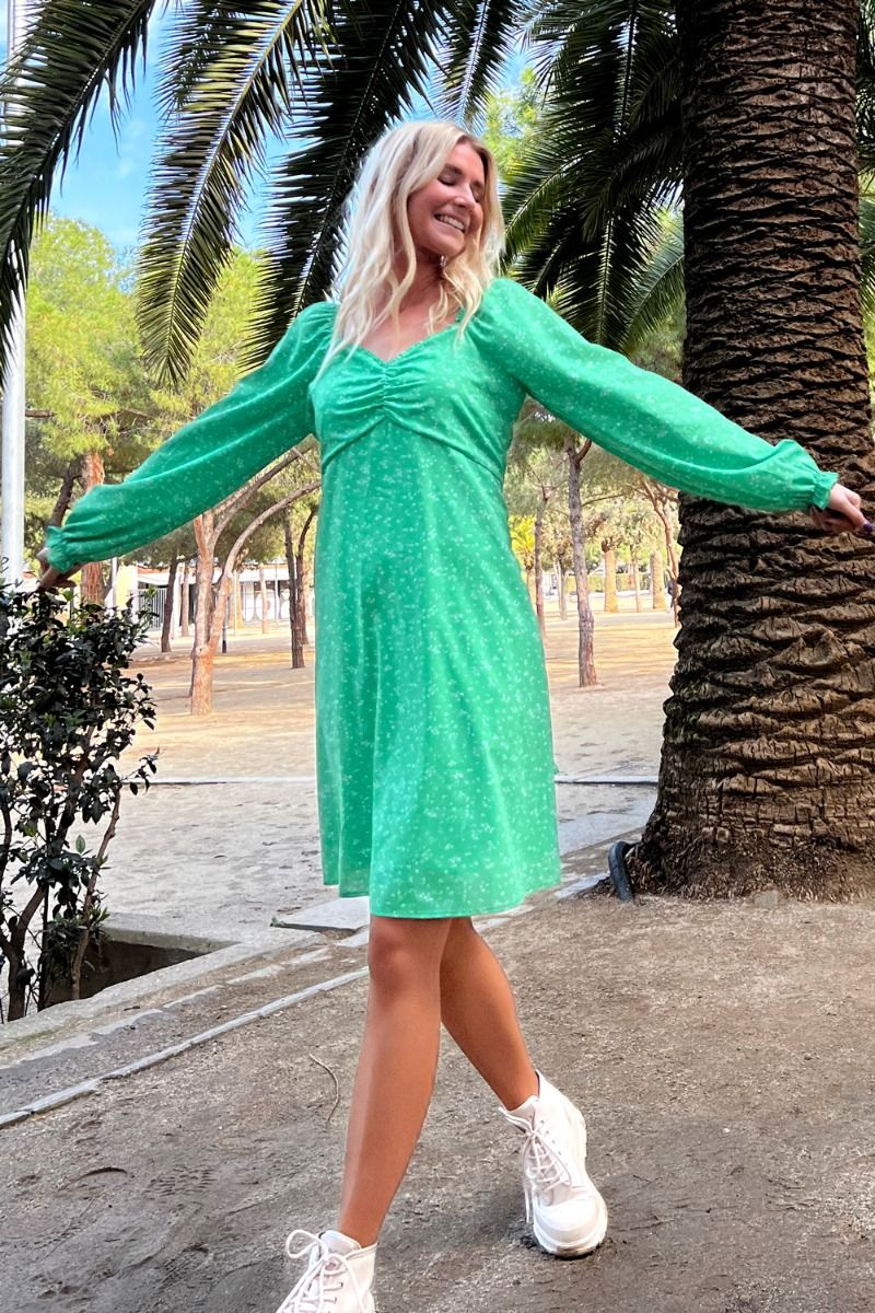 Neo Noir - Kjole - Malla Flower Burst Dress - Green