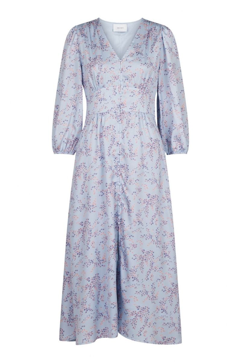 Neo Noir - Kjole - Olana Mystic Flower Dress - Light Blue