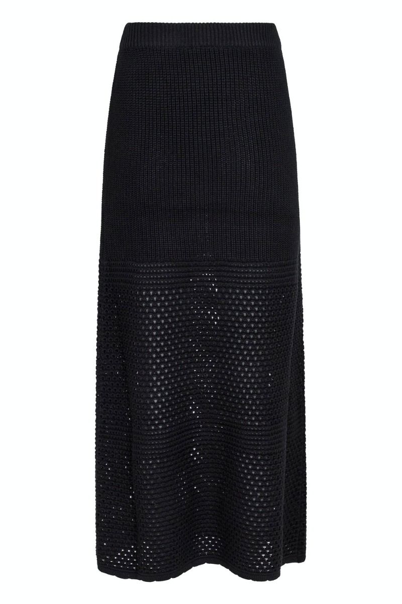 Neo Noir - Nederdel - Como Crochet Knit Skirt - Black