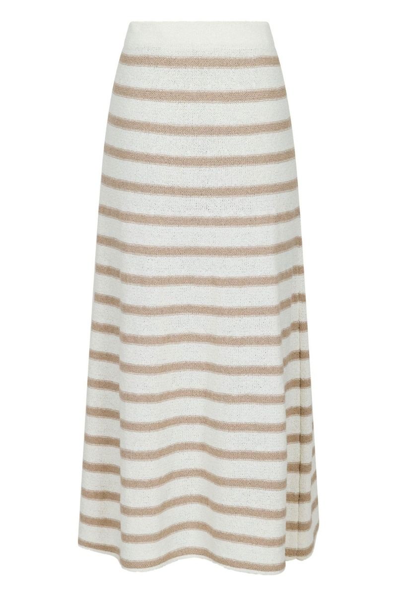 Neo Noir - Nederdel - Etti Boucle Knit Stripe Skirt - Sand