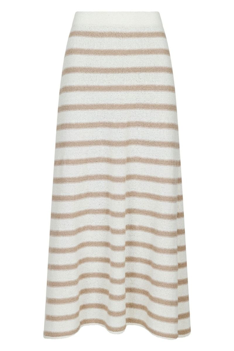 Neo Noir - Nederdel - Etti Boucle Knit Stripe Skirt - Sand