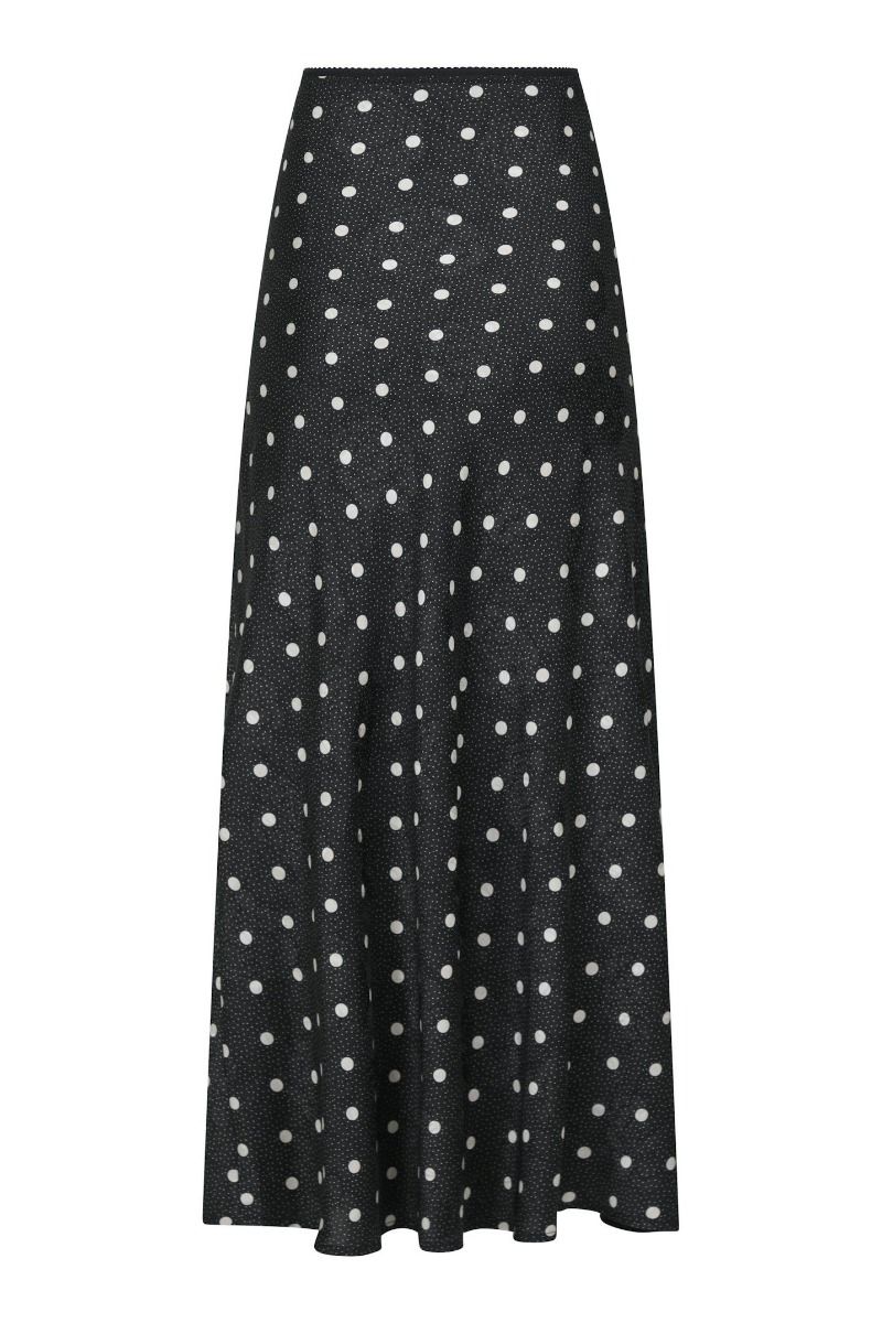 Neo Noir - Nederdel - Lola Retro Dot Long Skirt - Black
