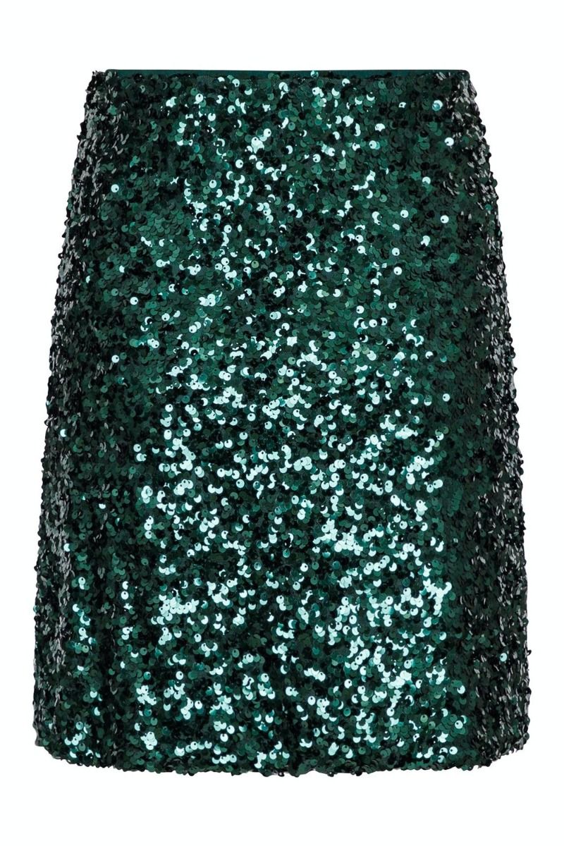 Neo Noir - Nederdel - Lunna Fall Sequins Skirt - Dark Green