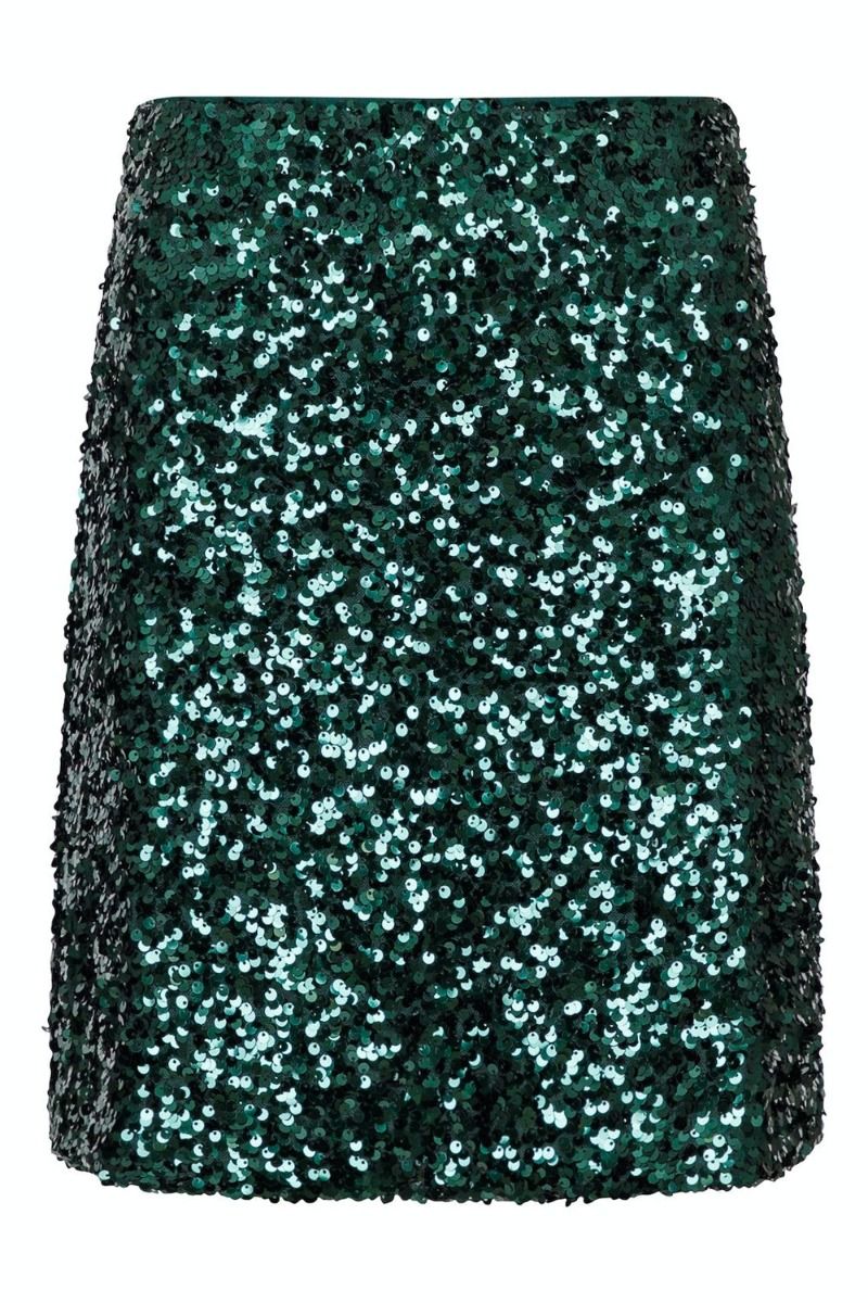Neo Noir - Nederdel - Lunna Fall Sequins Skirt - Dark Green