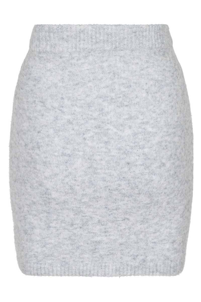 Neo Noir - Nederdel - Marie Knit Skirt - Light Grey Melange