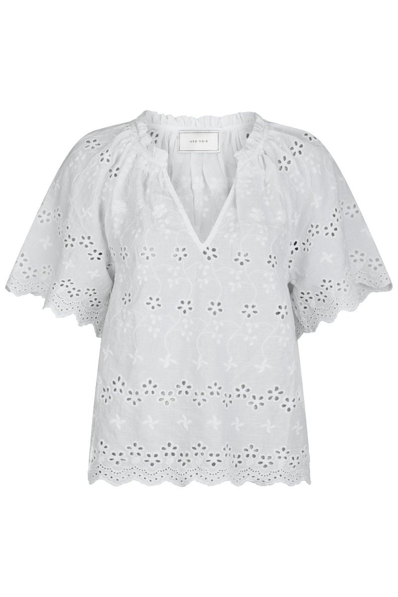 Neo Noir - Bluse - Odet Embroidery Blouse - White