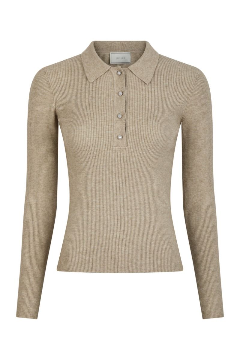 Neo Noir - Bluse - Panama Knit Blouse - Beige Melange