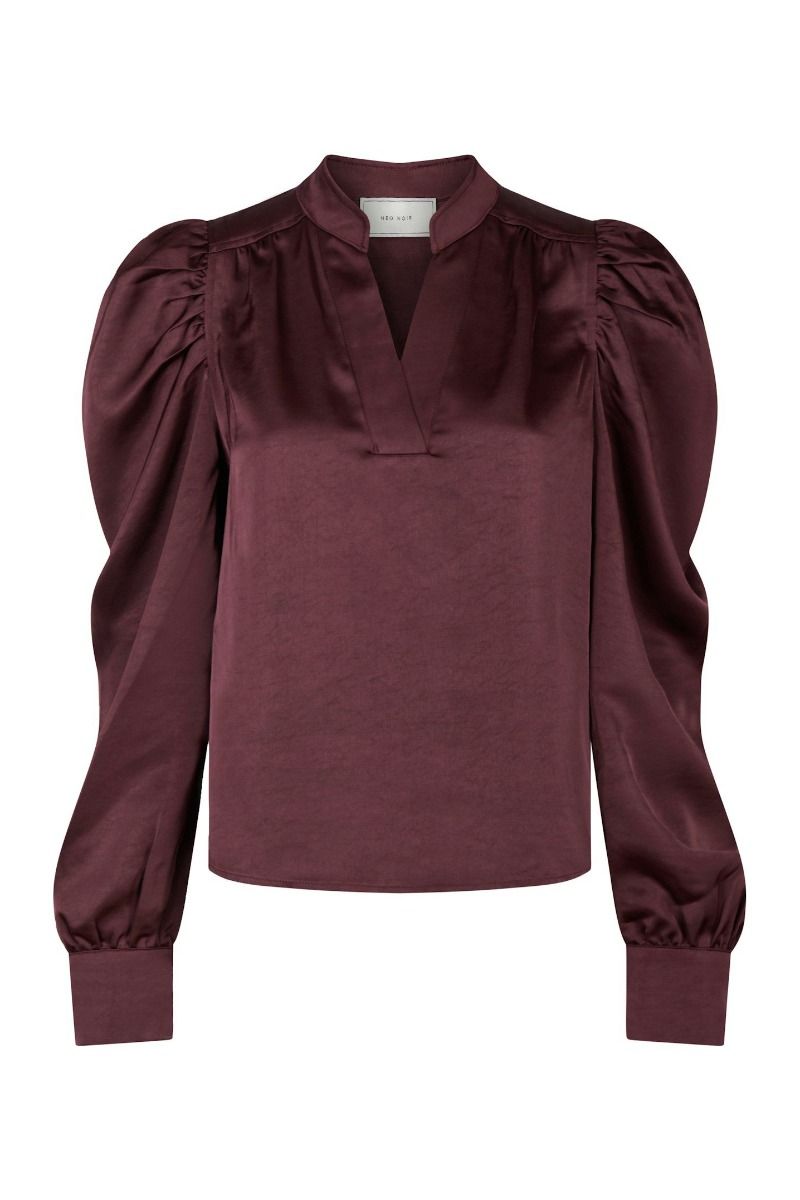 Neo Noir - Bluse - Rosslyn Heavy Sateen Blouse - Burgundy