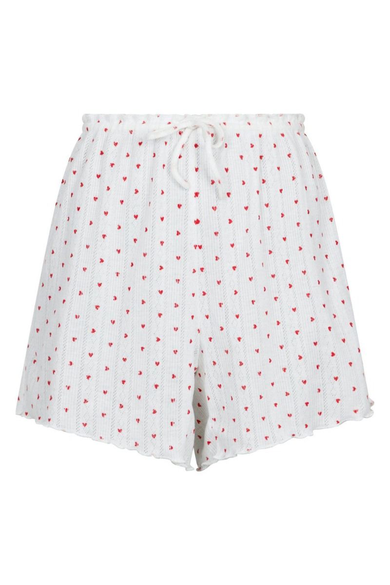 Neo Noir - Shorts - Merritt Pointelle Heart Shorts - White