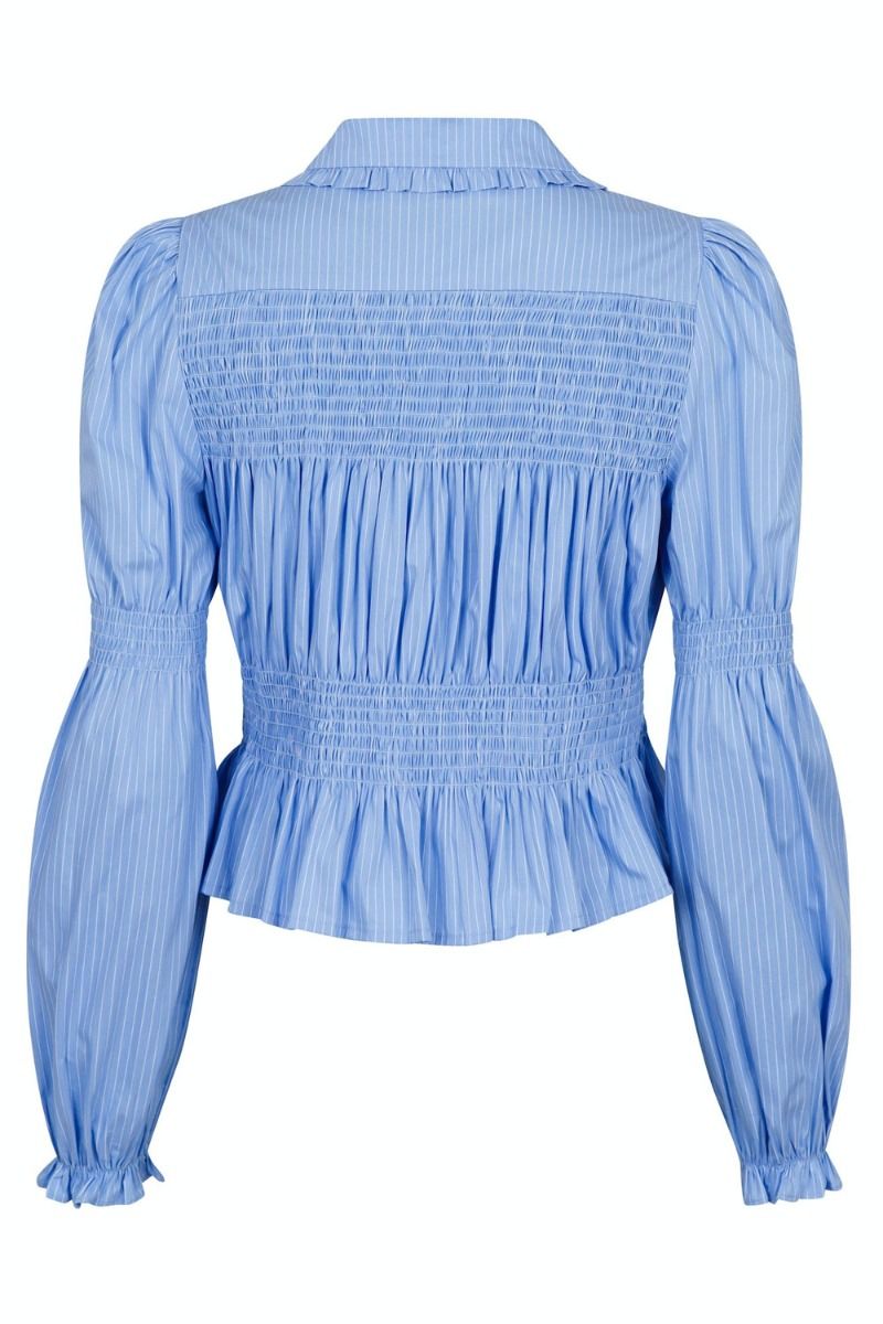 Neo Noir - Skjorte - Kella Stripe Smock Shirt - Light Blue