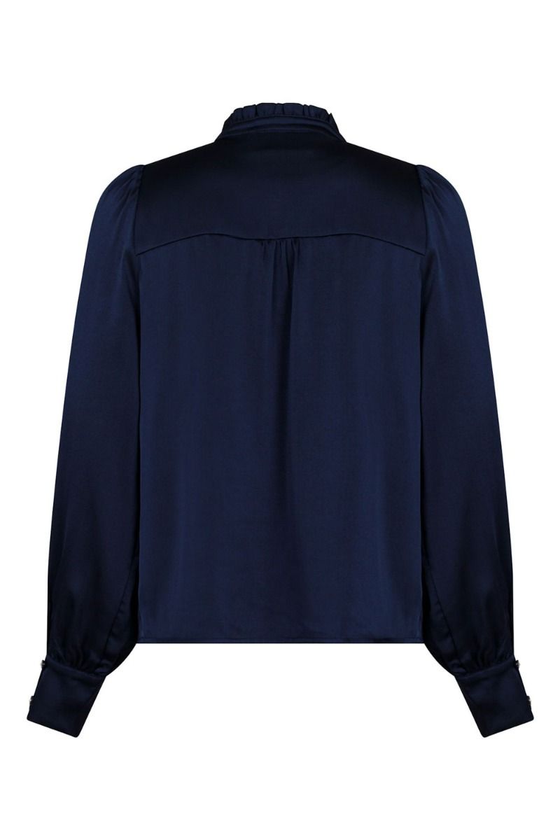 Neo Noir - Skjorte - Massima Drapy Satin Blouse - Dark Navy