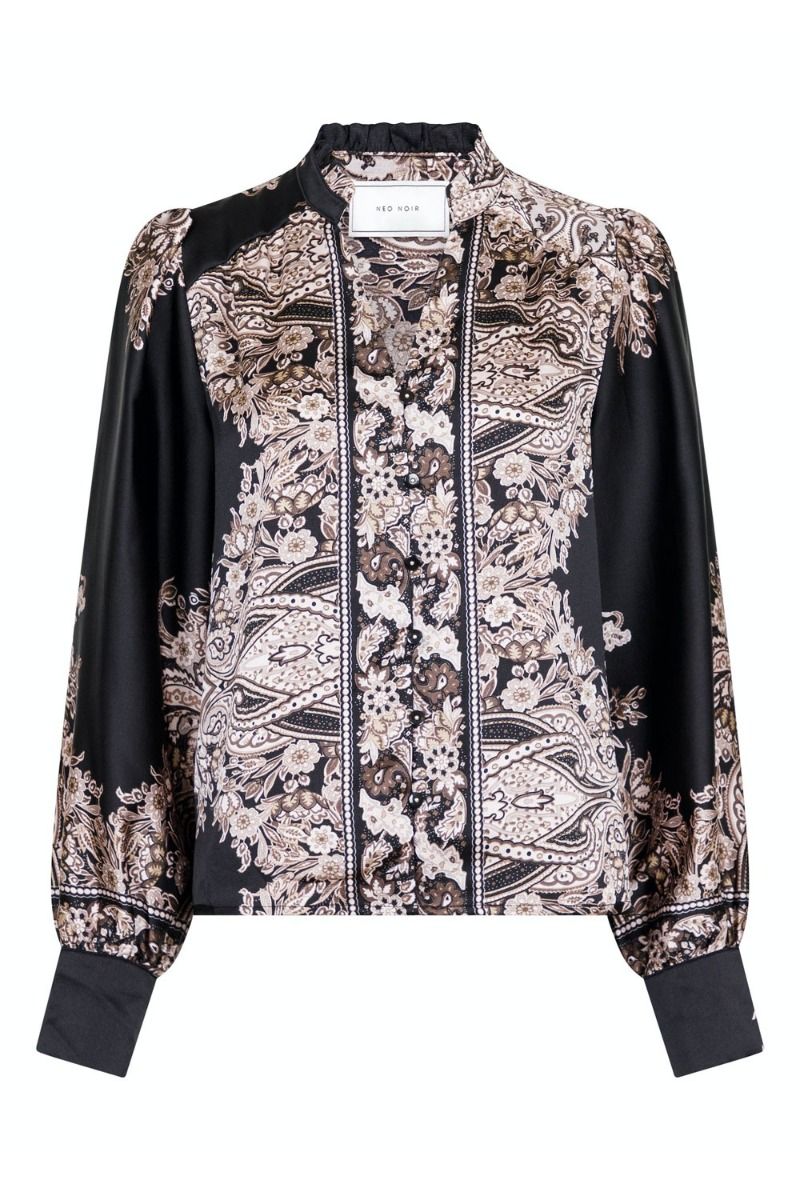 Neo Noir - Skjorte - Massima Paisley Border Blouse - Black