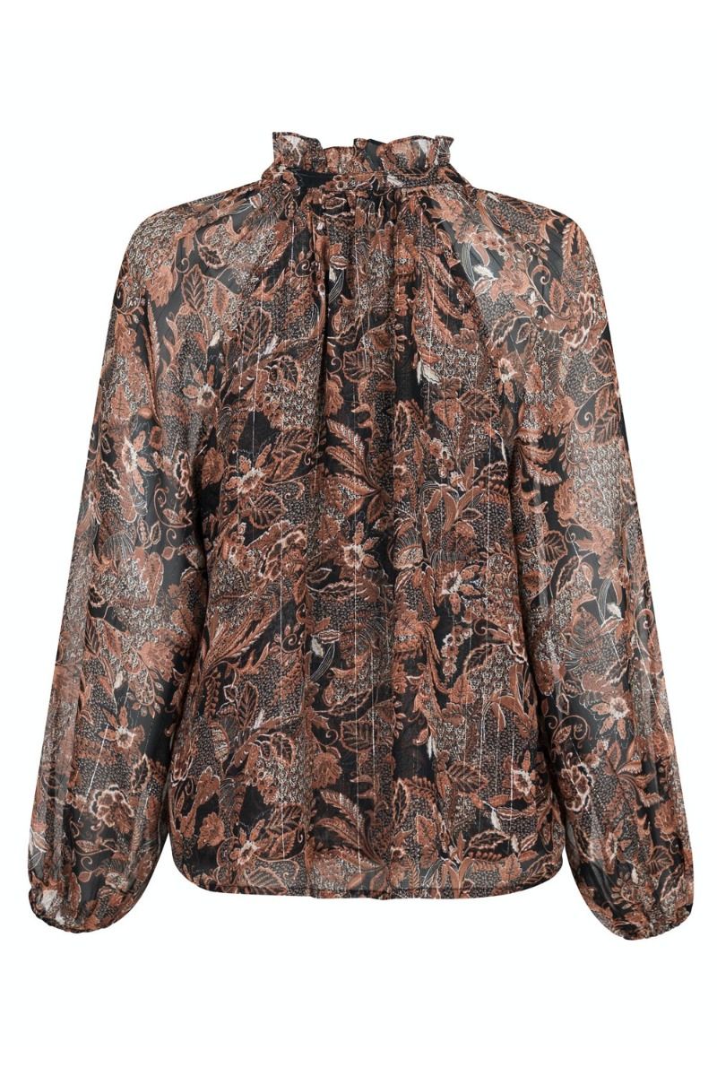 Neo Noir - Skjorte - Cobie Forest Field Blouse - Copper Brown