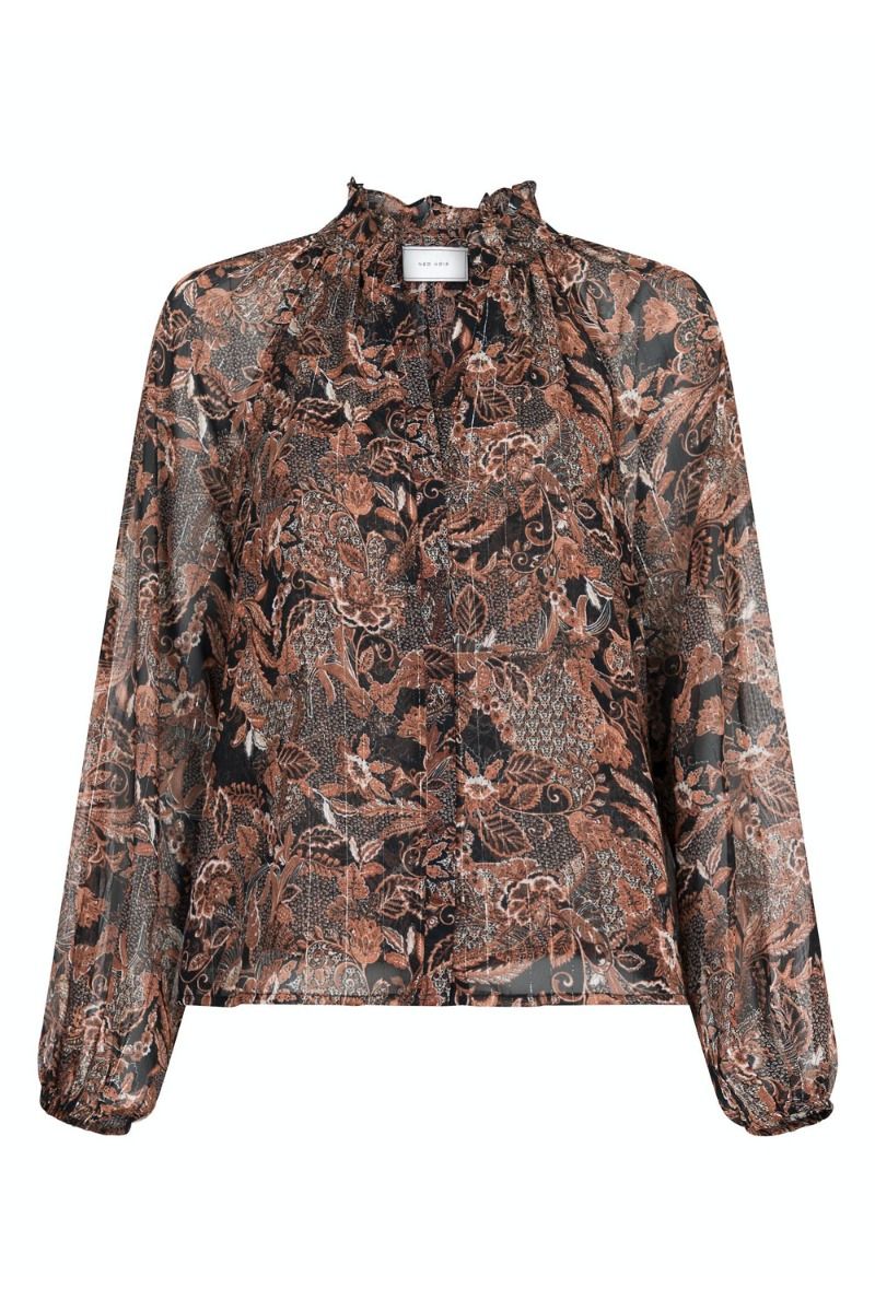 Neo Noir - Skjorte - Cobie Forest Field Blouse - Copper Brown