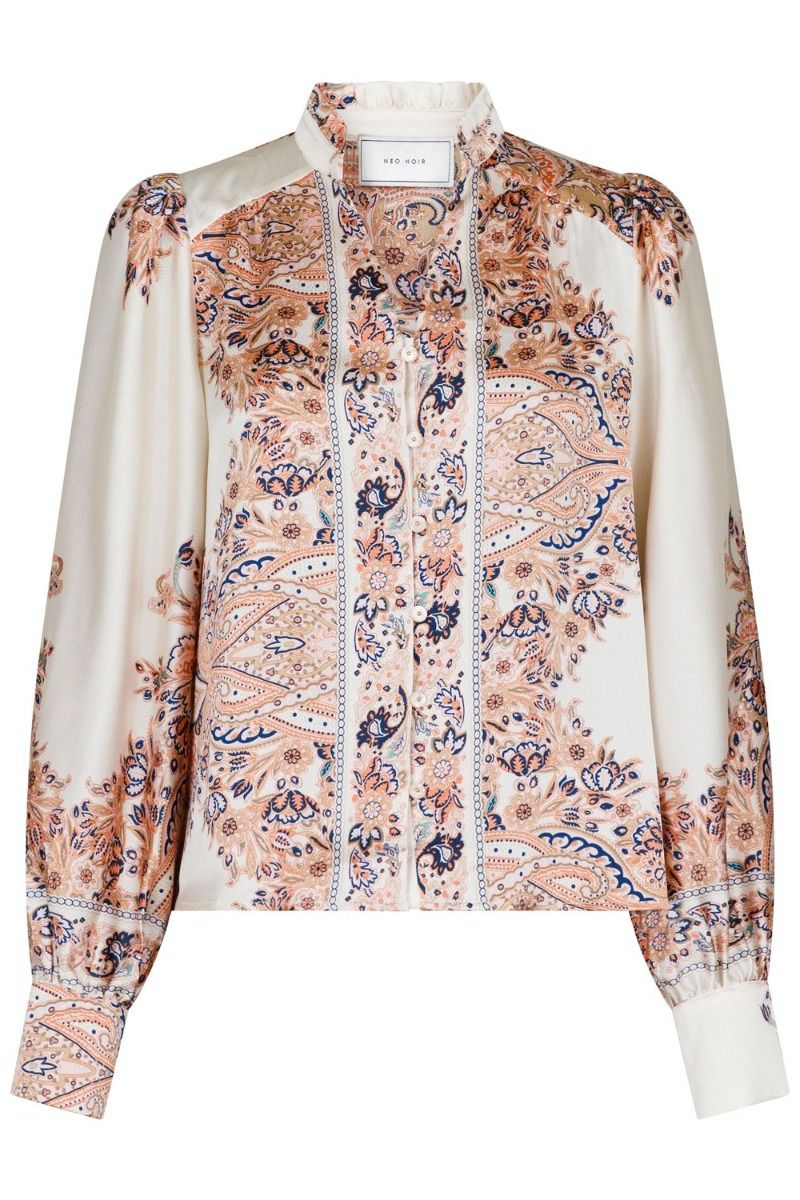 Neo Noir - Skjorte - Massima Paisley Border Blouse - Creme