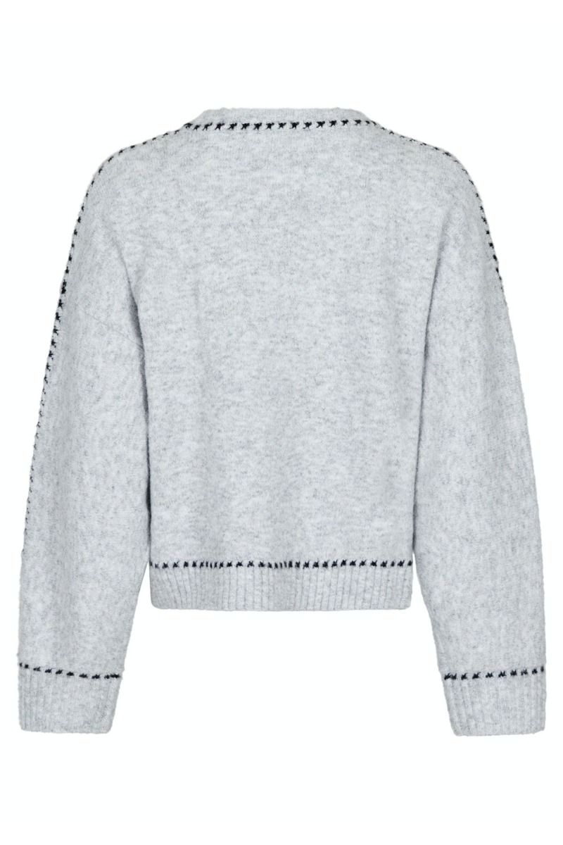 Neo Noir - Strik - Detri Knit Blouse - Grey Melange