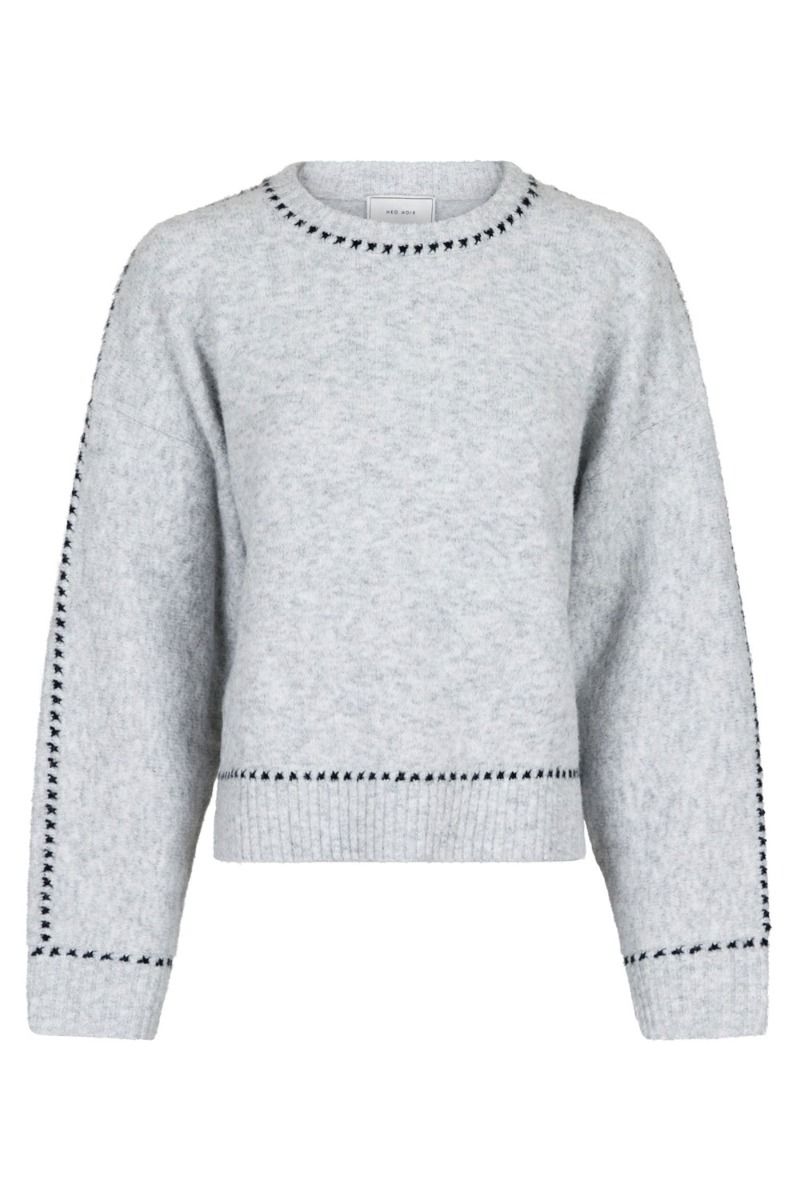 Neo Noir - Strik - Detri Knit Blouse - Grey Melange