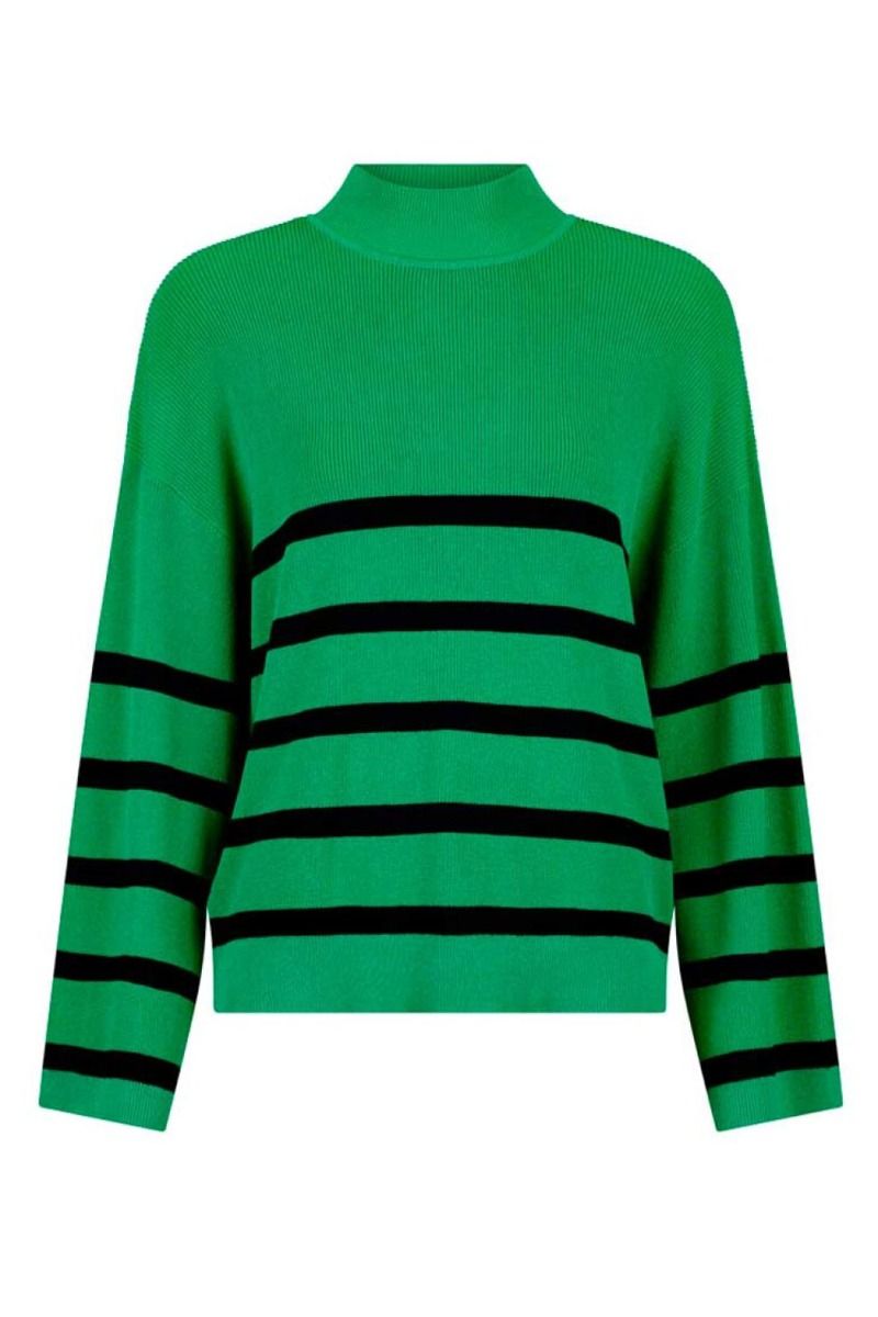 Neo Noir - Strik - Ena Stripe Knit Blouse - Green