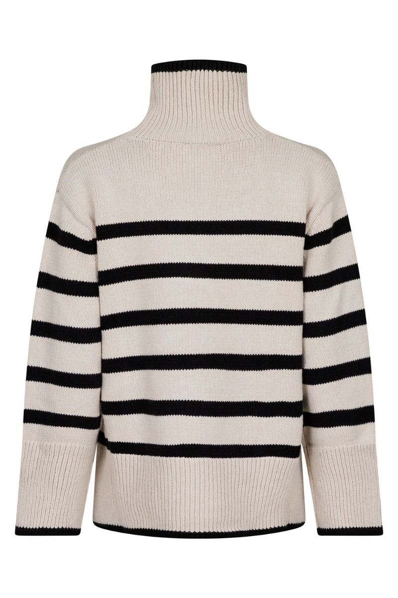 Neo Noir - Strik - Fanning Stripe Knit Blouse - Sand