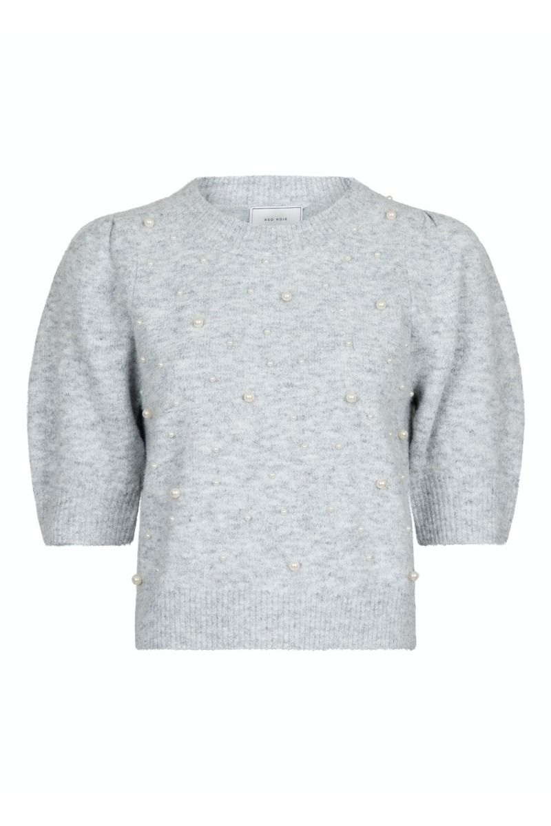 Neo Noir - Strik - Maia Pearl Knit Tee - Light Grey Melange