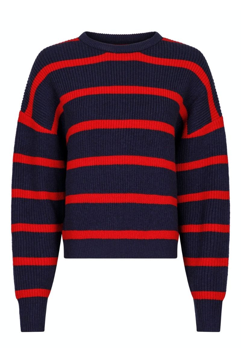 Neo Noir - Strik - Natalie Stripe Knit Blouse - Navy