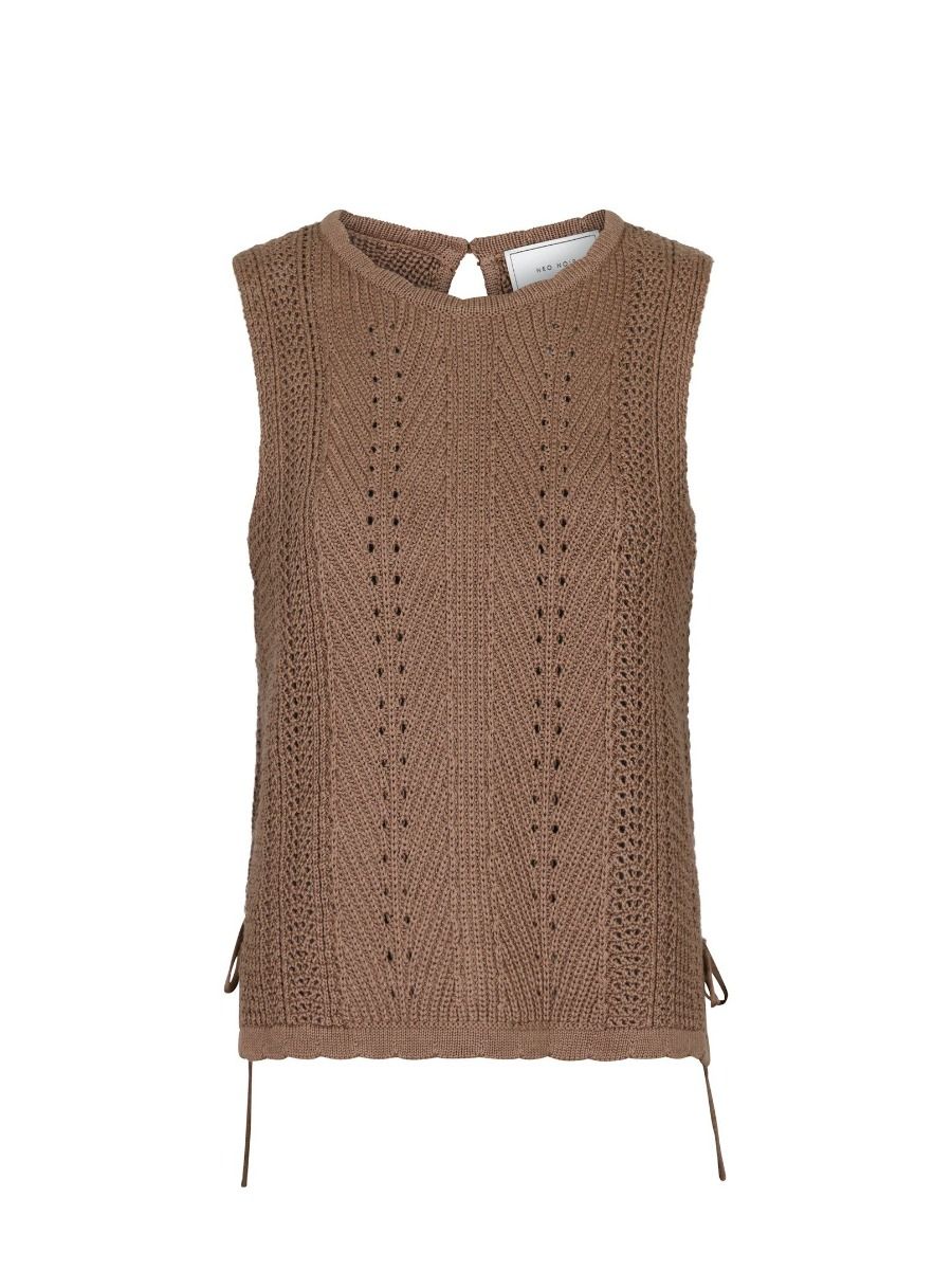 Neo Noir - Top - Aritza Crochet Knit Top - Dusty Brown