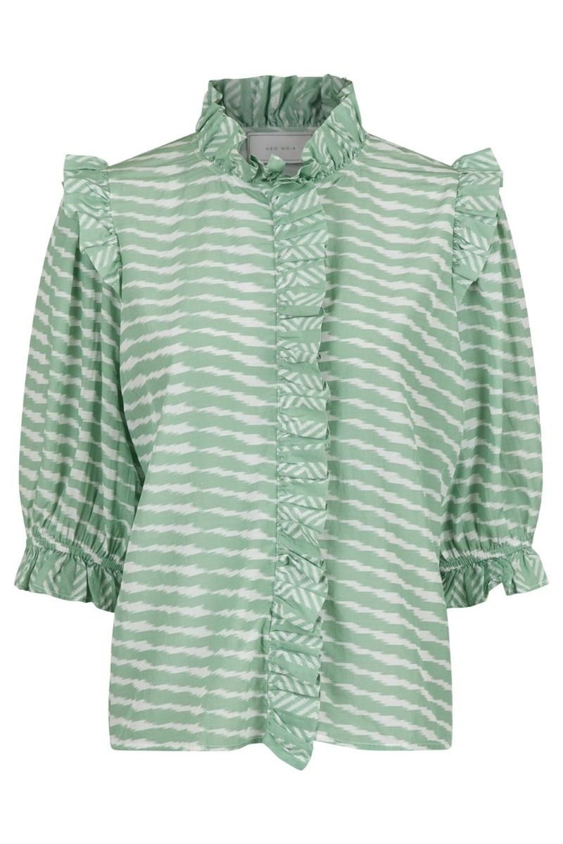 Neo Noir - Top - Chacha Graphic Blouse - Dusty Green